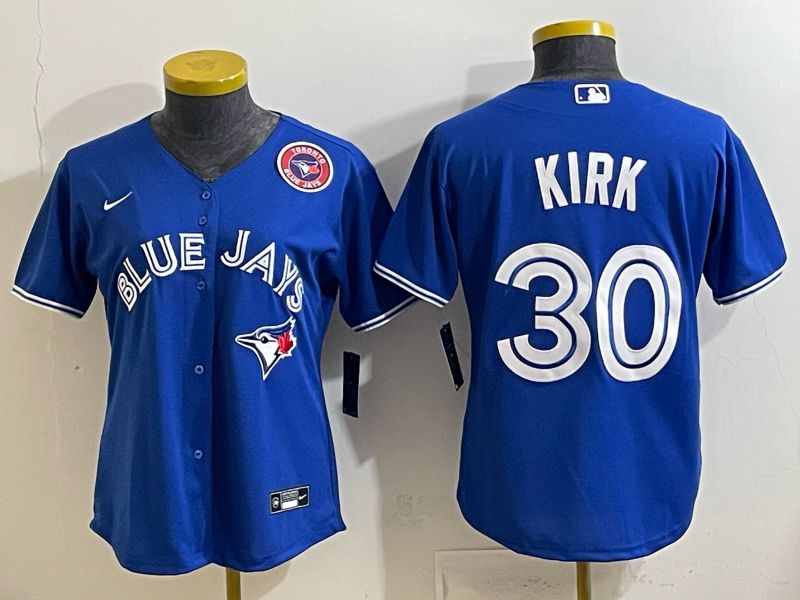Women 2025 Nike Toronto Blue Jays #30 Kirk Blue Game MLB Jersey 05
